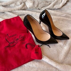 Christian Louboutin 100 mm Pigalle Stilettos - Black Patent - Size 41